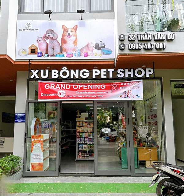 Thi công bộ chữ Mica nổi cho shop thú cưng Xu Bông Pet Shop