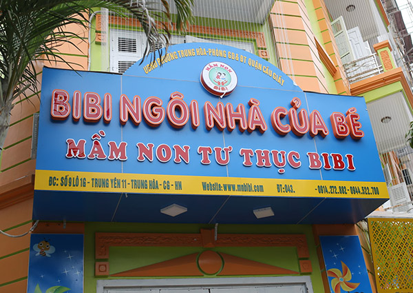Mẫu bảng hiệu trường mầm non tư thục BIBI