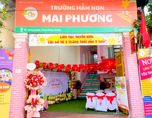 Mẫu bảng hiệu trường mầm non tư thục Mai Phương