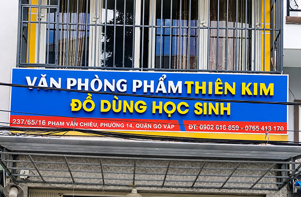 Mẫu bảng hiệu văn phòng phẩm, đồ dùng học sinh thương hiệu Thiên Kim