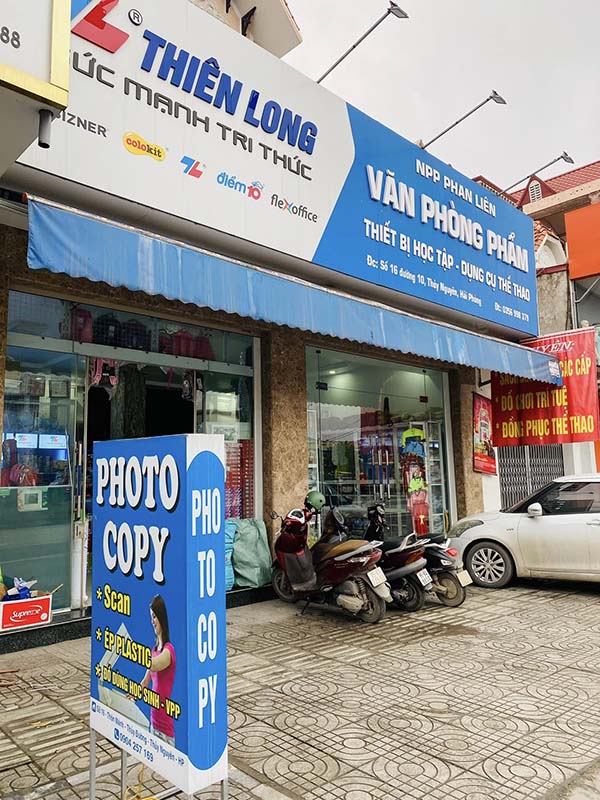 Mẫu bảng hiệu cửa hàng văn phòng phẩm thuộc nhà phân phối Phan Liên