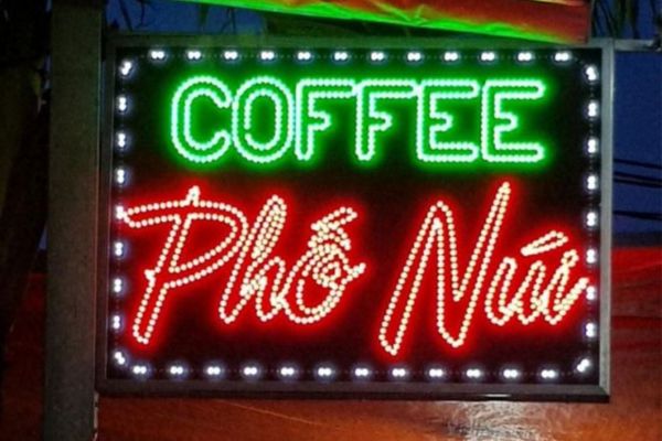 Mẫu biển vẫy quán cafe đèn LED ruồi 2 mặt thu hút, nổi bật