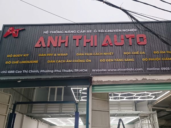 Thi công bảng hiệu hệ thống gara ô tô Anh Thi