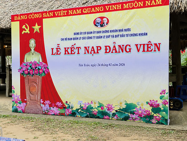 Thi công backdrop lễ kết nạp đảng viên chuyên nghệp, trọn gói
