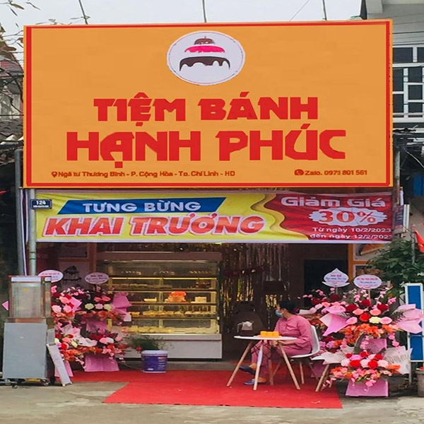 Mẫu bảng hiệu tiệm bánh kem thi công bảng chất liệu bạt Hiflex