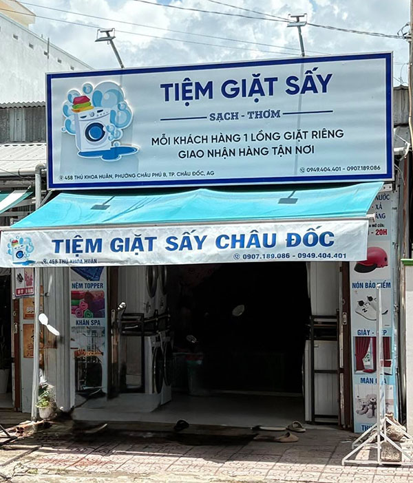 Mẫu bảng hiệu tiệm giặt sấy Châu Đốc