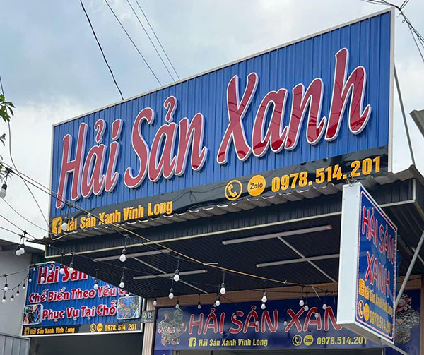 Mẫu bảng hiệu hải sản xanh, sạch