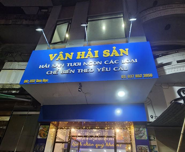 Mẫu bảng hiệu hải sản tươi sống Vân