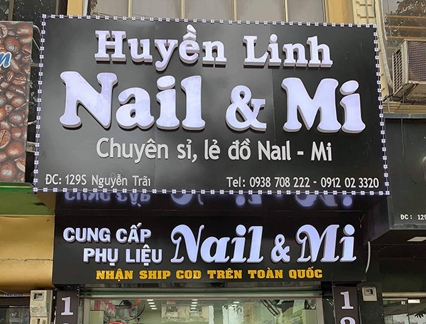 Mẫu bảng hiệu tiệm nail - mi kết hợp