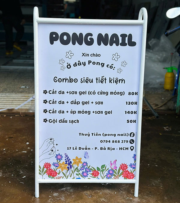 Mẫu bảng hiệu nail đứng đẹp, thiết kế sáng tạo