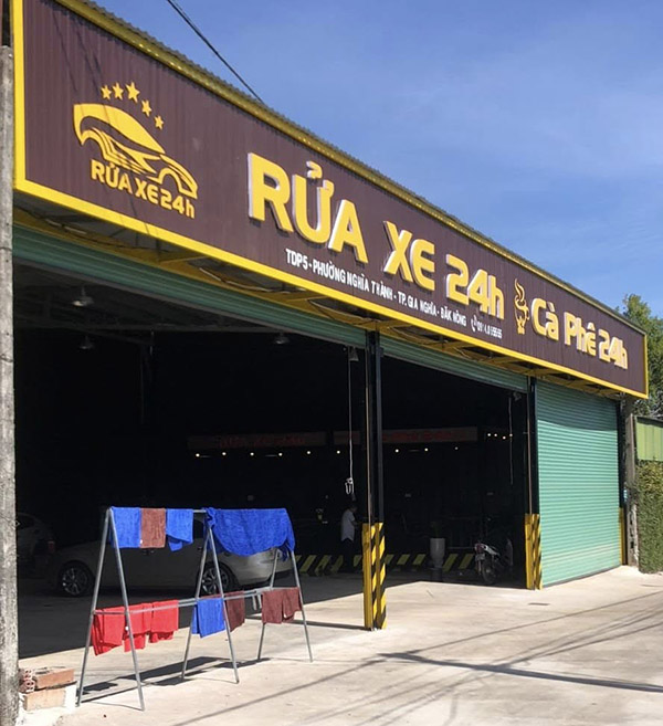 Mẫu bảng hiệu rửa xe kết hợp mô hình kinh doanh cafe