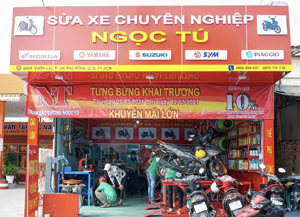 Mẫu bảng hiệu sửa xe chuyên nghiệp Ngọc Tú