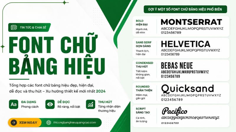 Top Font Chữ Bảng Hiệu Đẹp & Dễ Sử Dụng Khi Thiết Kế