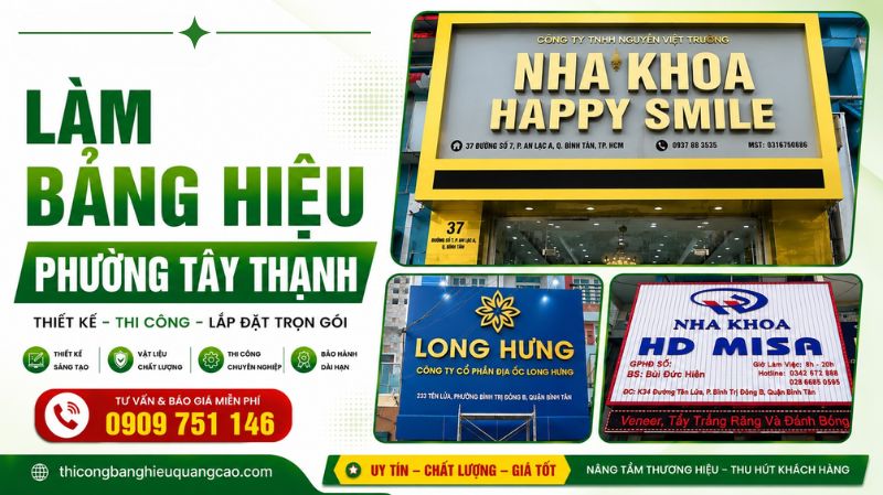 Làm Bảng Hiệu Phường Tây Thạnh Trọn Gói, Giá Tốt