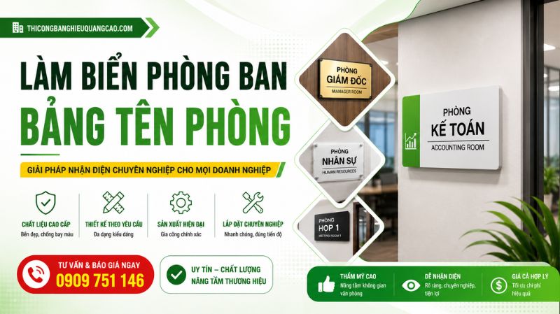 Làm Biển Phòng Ban, Bảng Tên Phòng Đẹp, Giá Rẻ Tại TPHCM
