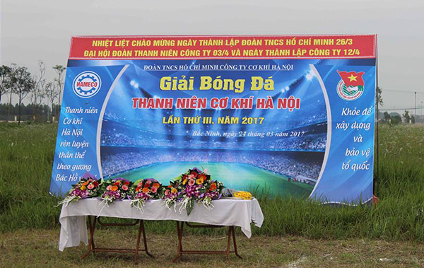 Mẫu backdrop giải bóng đá Thanh niên cơ khí Hà Nội