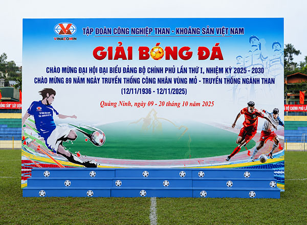 Mẫu backdrop giải bóng đá Tập đoàn công nghiệp Than