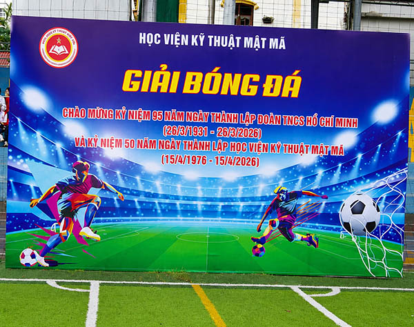 Mẫu backrop giải bóng đá chào mừng kur niệm 95 năm thành lập TNCS Hồ Chí Minh