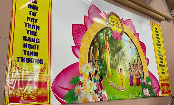 In phông bạt trang trí backdrop Phật Đản