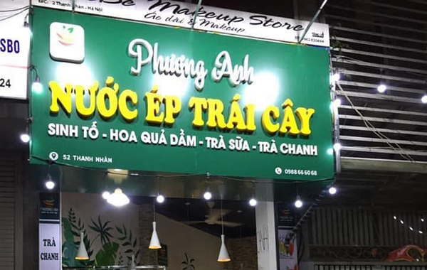 Mẫu bảng hiệu sinh tố nước ép Phương Anh