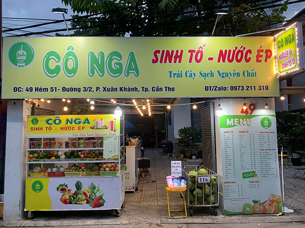 Mẫu bảng hiệu quán sinh tố nước ép Cô Nga