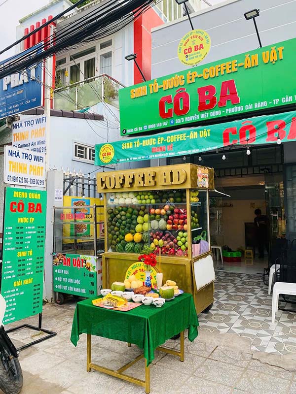 Mẫu bảng hiệu quán sinh tố nước ép Cô Ba