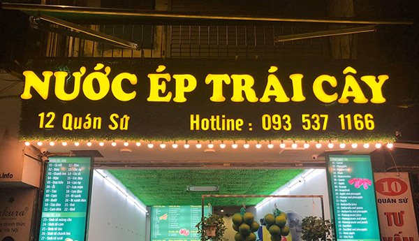 Thiết kế bảng hiệu nước ép trái cây đẹp, thu hút khách