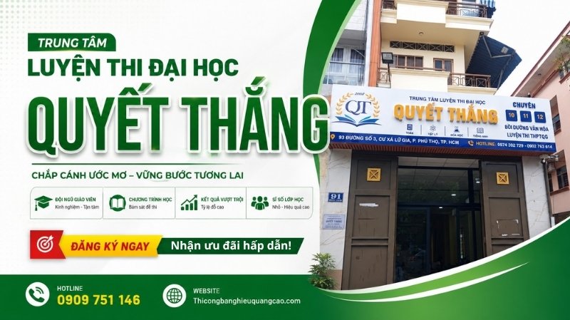 Thi công bảng hiệu Trung tâm Luyện thi Đại học Quyết Thắng