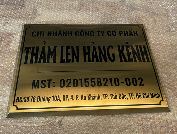 Bảng hiệu Inox lồi cho công ty Thảm Len Hàng Kênh