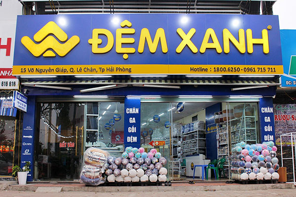 Mẫu bảng hiệu chăn ga gối đệm mặt tiền chính