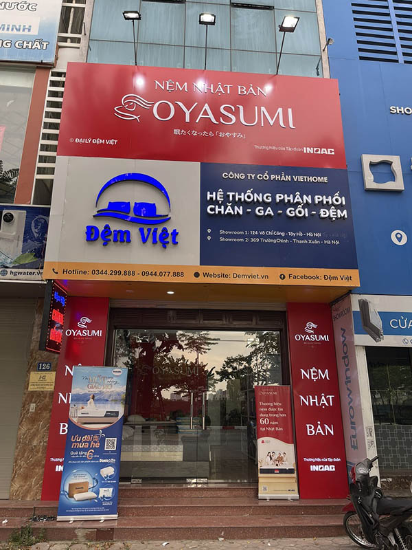 Mẫu bảng hiệu chăn ga gối đệm Nhật Bản OYASUMI