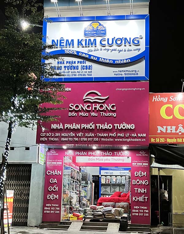 Mẫu bảng hiệu chăn ga gối đệm thương hiệu Nệm Kim Cương