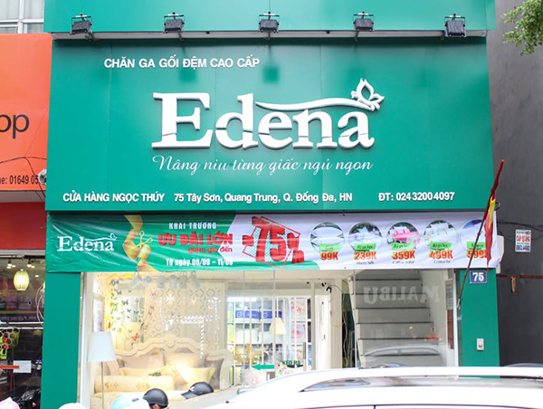 Mẫu biển quảng cáo cửa hàng chăn ga gối đệm EDENA