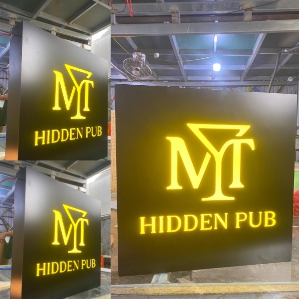 Hộp đèn Alu âm bản thiết kế hiện đại