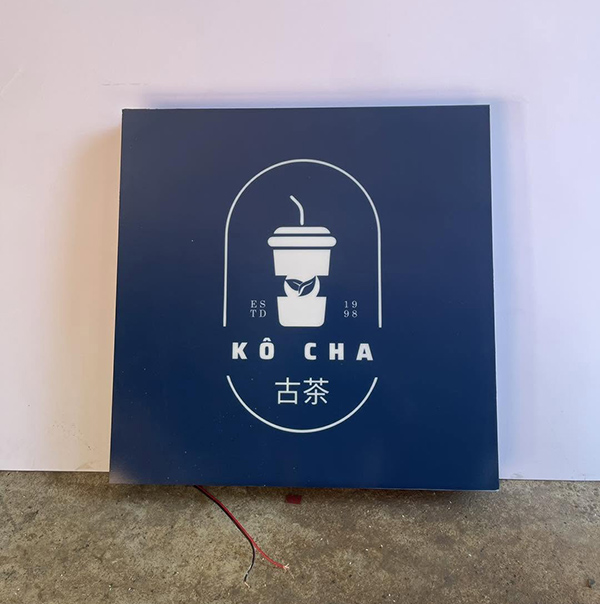 Làm hộp đèn Alu âm bản cho quán cafe Kô Cha