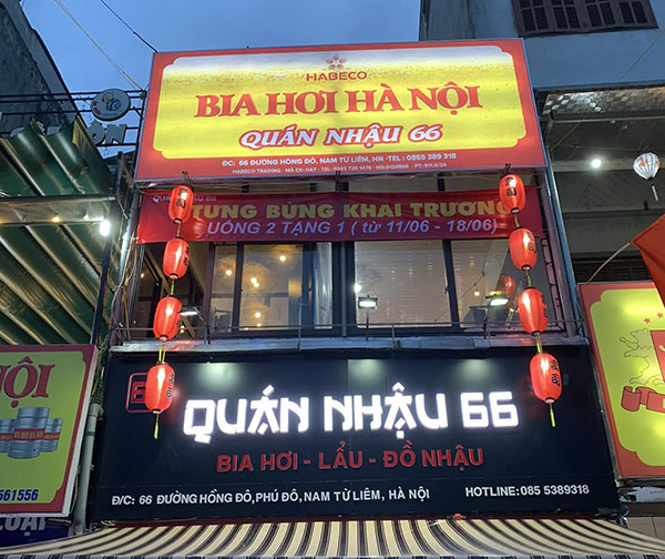 Mẫu bảng hiệu quán nhậu 66 Bia Hơi Hà Nội